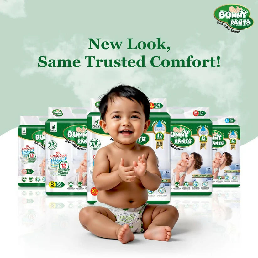 Baby Diaper Pants with 360° Leakproof & Rash-Free Comfort - Small 40