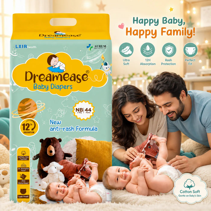 Dreamease Baby Diaper Pants – Absorption with New Anti-Rash Formula | Soft & LeakProof - M 32'